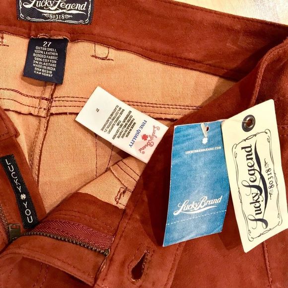 LUCKY BRAND 2 PIECE RUST SUEDE MOTORCYCLE MOTO JACKET & SLIGHTLY FLAWED - Picture 14 of 16